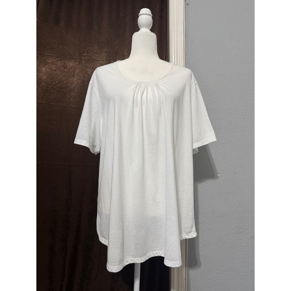 Cotton Blend JMS Just My Size by Hanes Tee 3X White Pleated Scoop Neck‎ Neutral